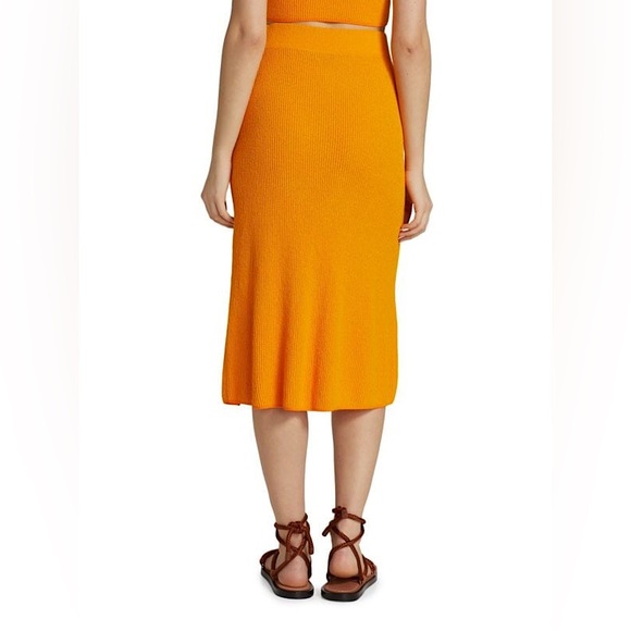 Rag & Bone Soleil Ribbed Knit Midi Skirt in Orange Sz Small - Picture 9 of 16